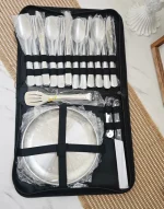 ست ظروف مسافرتی استیل شش نفره کیف دار 27تیکه - تصویر 2